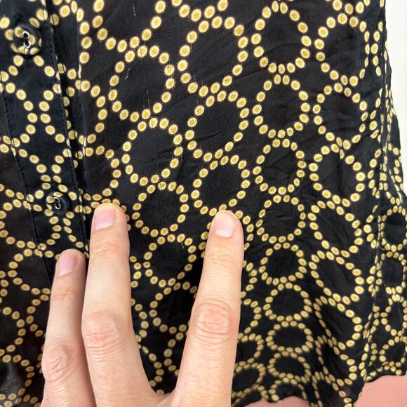 Banana Republic Silk Button Blouse Small black gold preppy old money Y2K - Picture 7 of 12